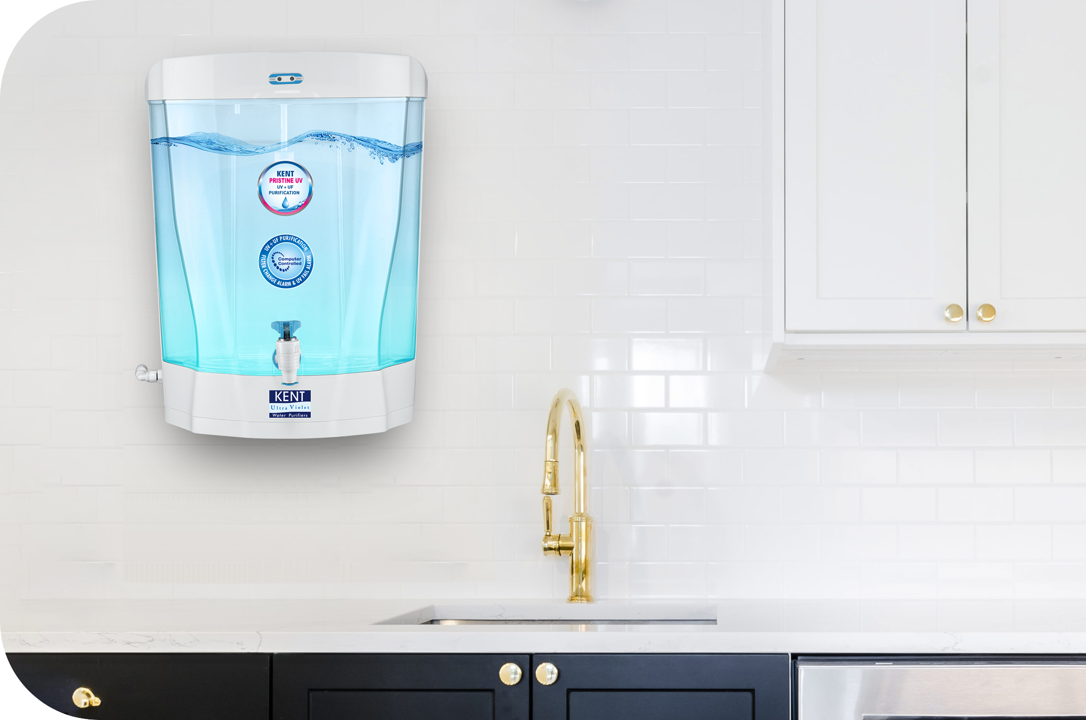 Kent 8 L Pristine Wall Mounted UV Water Purifier (White)