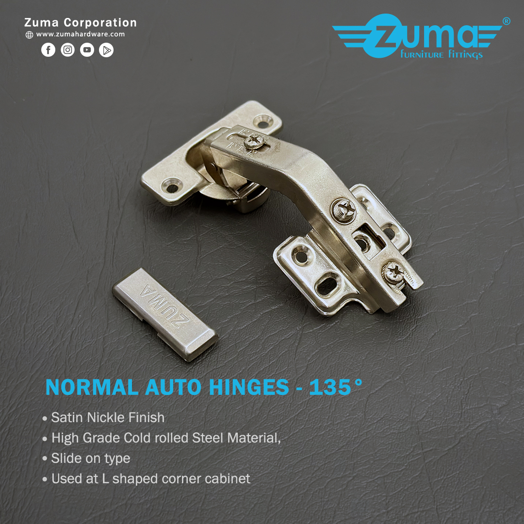 Zuma Cold Rolled Steel 135 Crank MS Normal Auto Hinges ZHS-AH03135 (Satin Nickle)