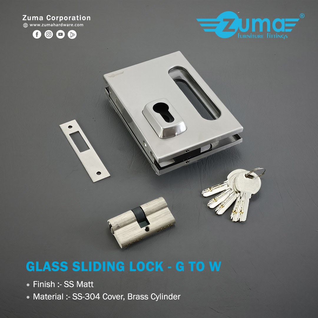 Zuma Glass Sliding Lock (Glass  To Wall) ZGF-GL0401M (Matt)
